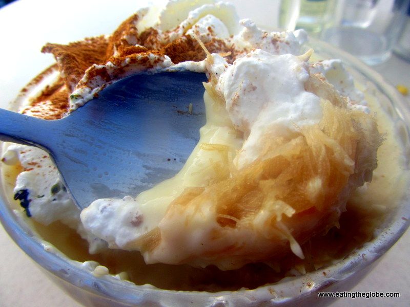 Knaafeh string pastry dessert Knaafeh string pastry dessert at Koukouvaya Chania Restaurant