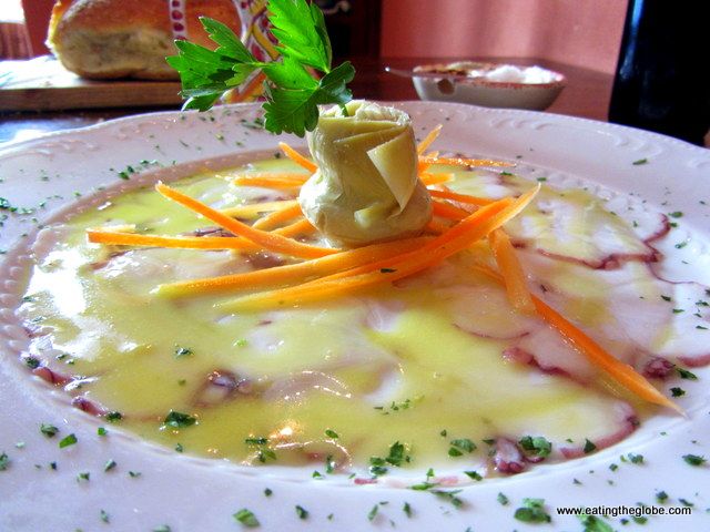 Octopus carpaccio at Ai Lumi Tavernetta in Trapan