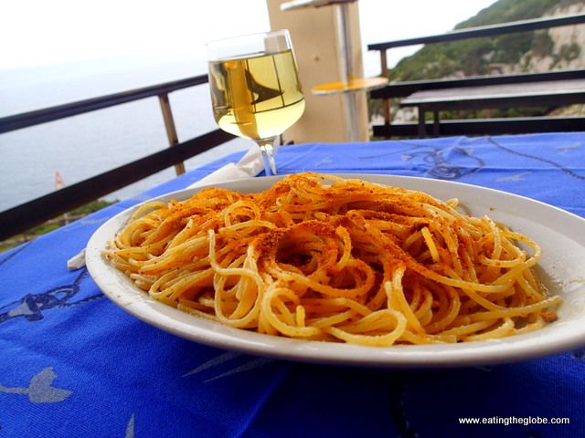 Sardinian pasta with bottarga, a cured fish roe
