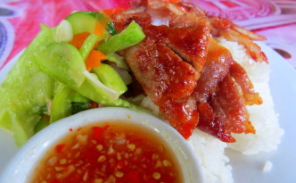 siem reap pork and rice, breakfast around the world